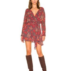 Free People Red and Black Floral Dress